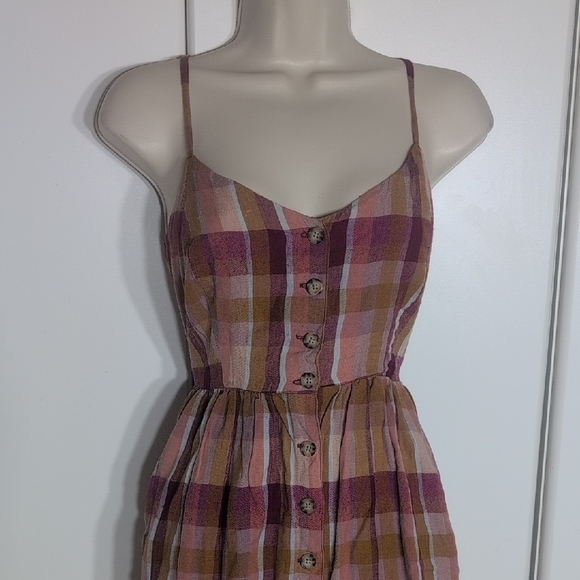 Volcom Checkered Midi Dress with Button Detail - Picture 2 of 8